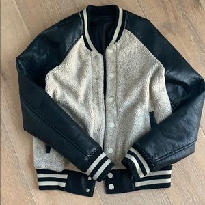 Mother half shearling half leather bomber